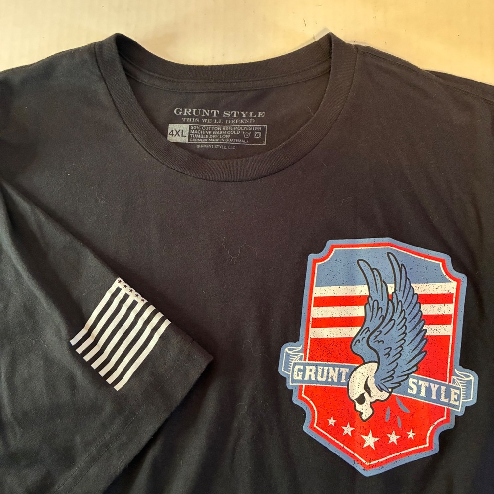 Grunt Style Mens 4XL Patriotism Always Prevails Black Graphic T-Shirt USA Eagle